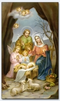 25003 - Weihnachten: Hl. Familie mit Engeln und Schafen